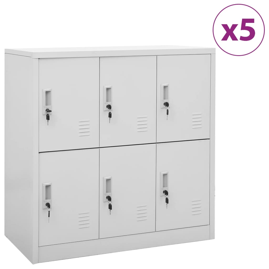 vidaXL Dulapuri vestiar 5 buc. gri deschis 90x45x92,5 cm oțel vidaXL Dulapuri vestiar 5 buc. gri deschis 90x45x92,5 cm oțel