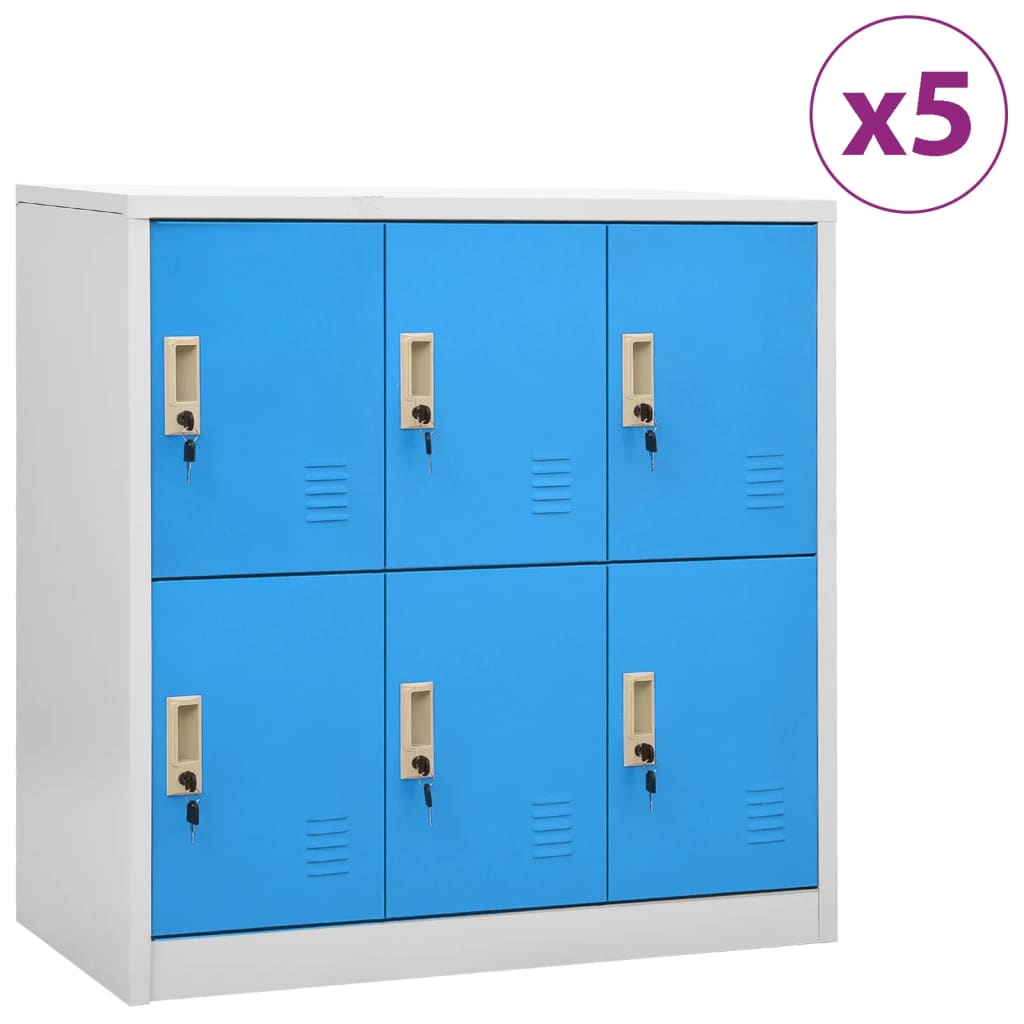 vidaXL Dulapuri vestiar 5 buc. gri deschis/albastru 90x45x92,5 cm oțel vidaXL Dulapuri vestiar 5 buc. gri deschis/albastru 90x45x92,5 cm oțel
