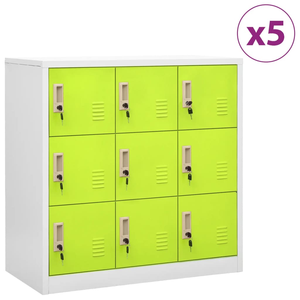vidaXL Dulapuri vestiar 5 buc. gri deschis și verde 90x45x92,5 cm oțel vidaXL Dulapuri vestiar 5 buc. gri deschis și verde 90x45x92,5 cm oțel