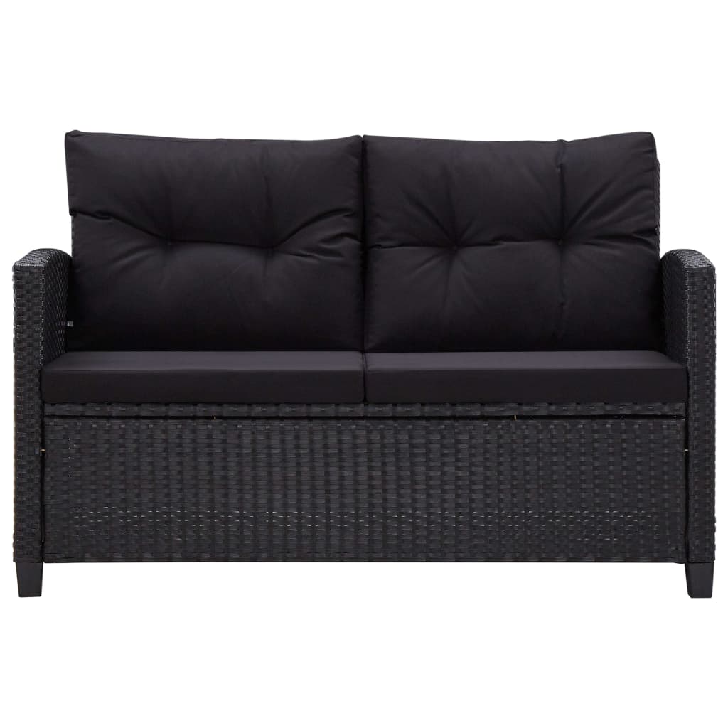 vidaXL Set mobilier de grădină, 3 piese, perne negre, poliratan vidaXL Set mobilier de grădină, 3 piese, perne negre, poliratan