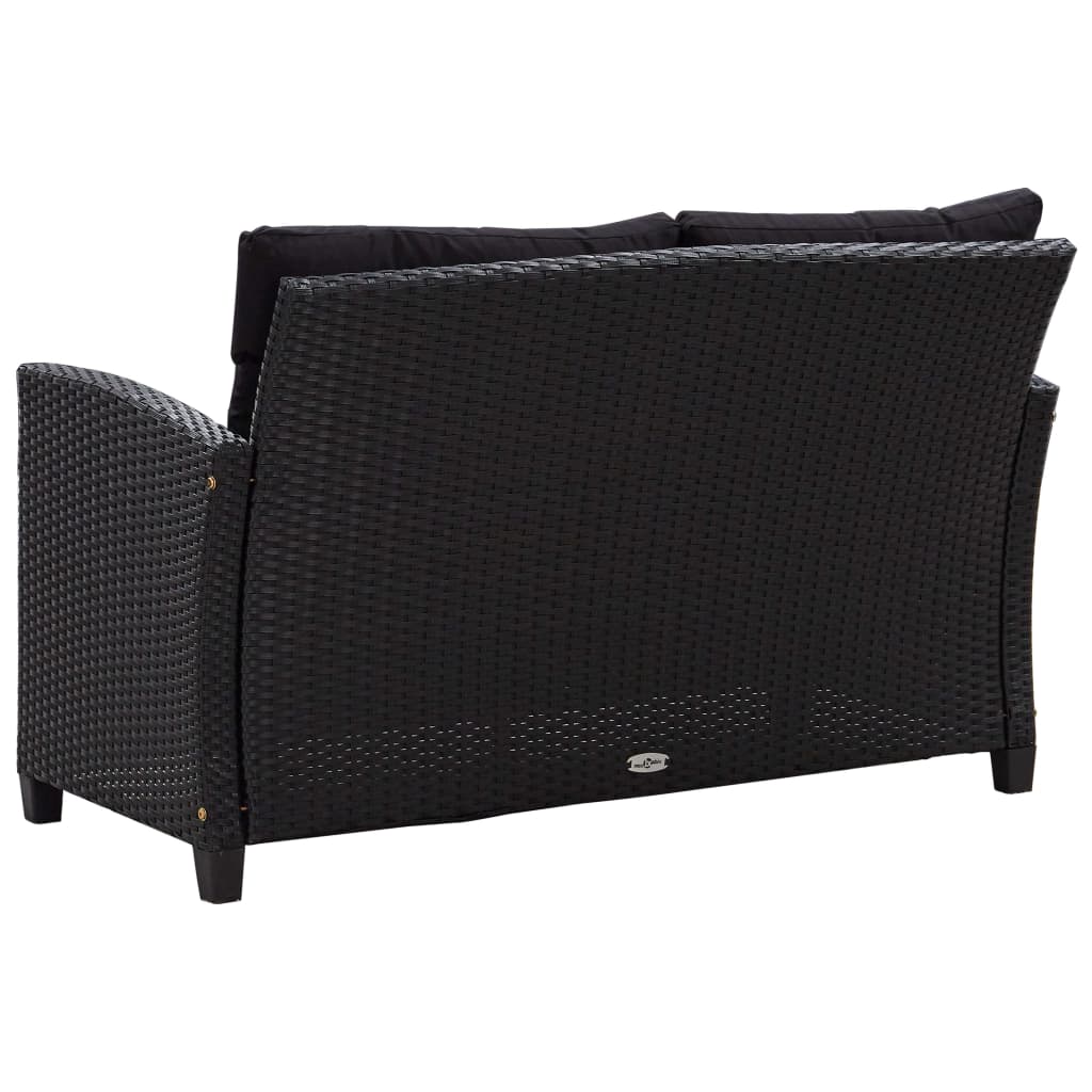 vidaXL Set mobilier de grădină, 3 piese, perne negre, poliratan vidaXL Set mobilier de grădină, 3 piese, perne negre, poliratan