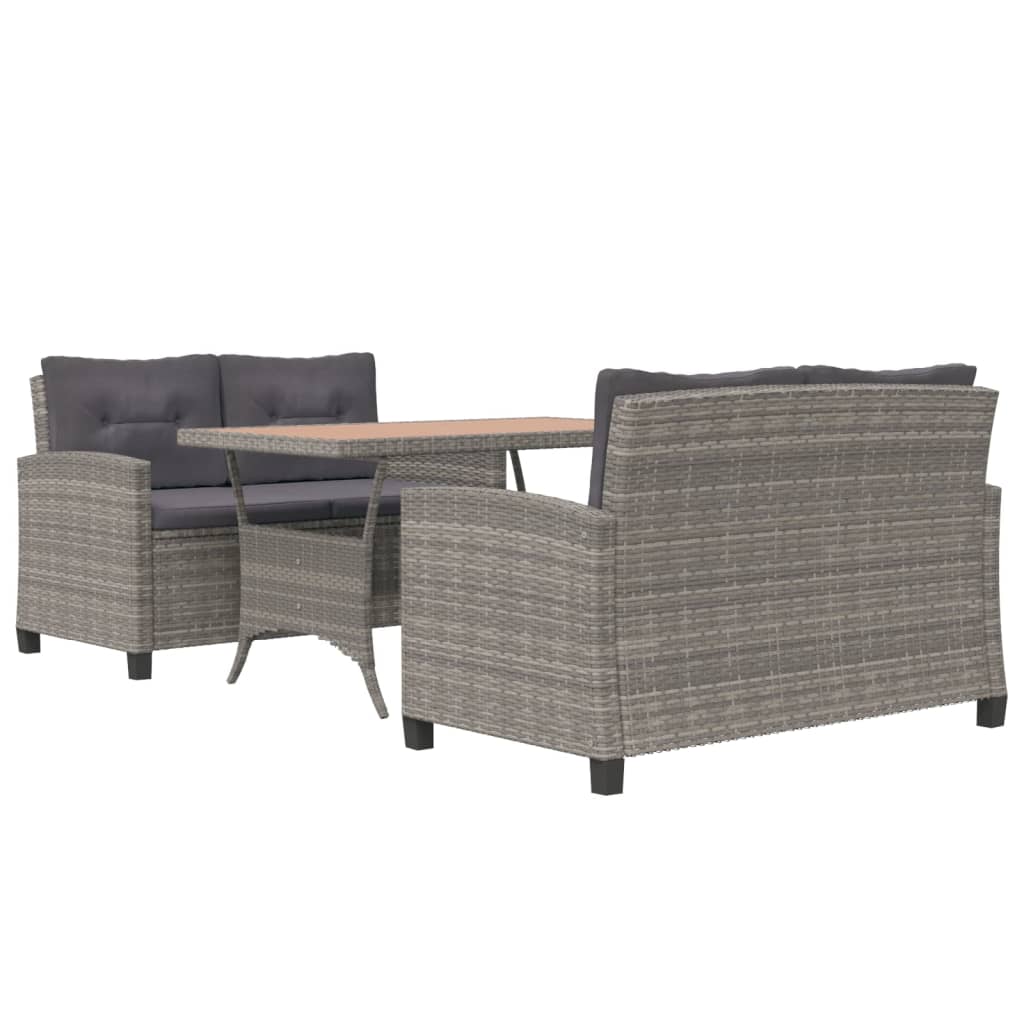 vidaXL Set mobilier grădină, 3 piese, poliratan și lemn masiv acacia vidaXL Set mobilier grădină, 3 piese, poliratan și lemn masiv acacia