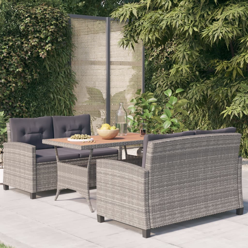 vidaXL Set mobilier grădină, 3 piese, poliratan și lemn masiv acacia vidaXL Set mobilier grădină, 3 piese, poliratan și lemn masiv acacia