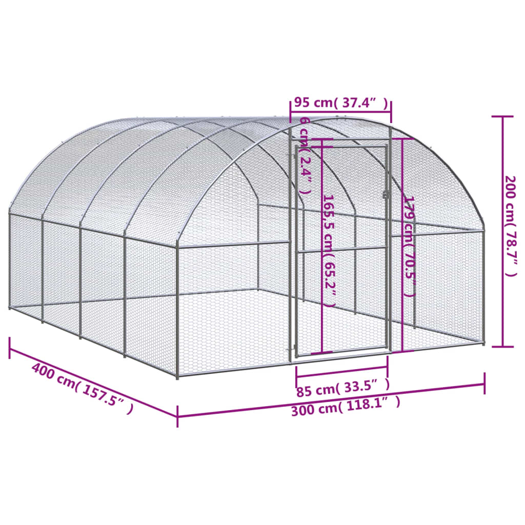 vidaXL Coteț de găini pentru exterior, 3x4x2 m, oțel zincat vidaXL Coteț de găini pentru exterior, 3x4x2 m, oțel zincat