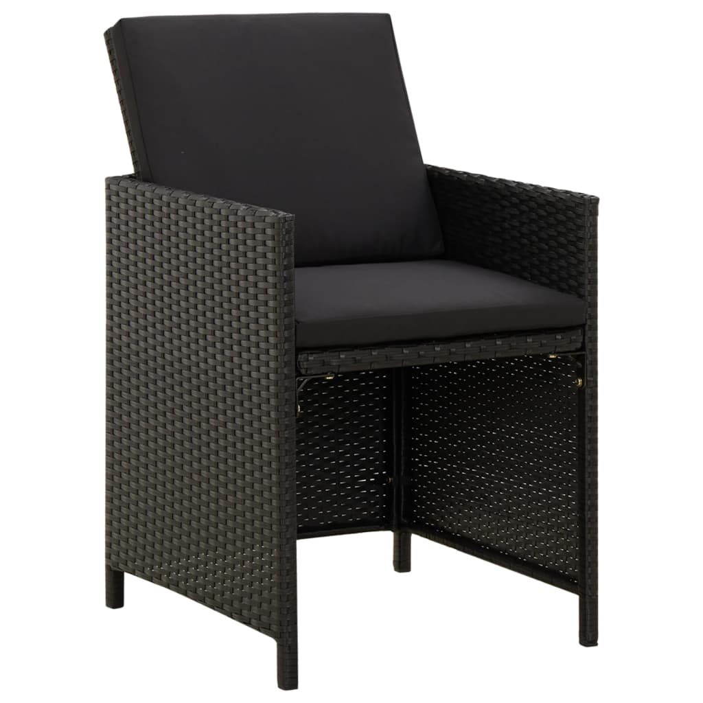vidaXL Set mobilier de grădină cu perne, 9 piese, negru, poliratan vidaXL Set mobilier de grădină cu perne, 9 piese, negru, poliratan