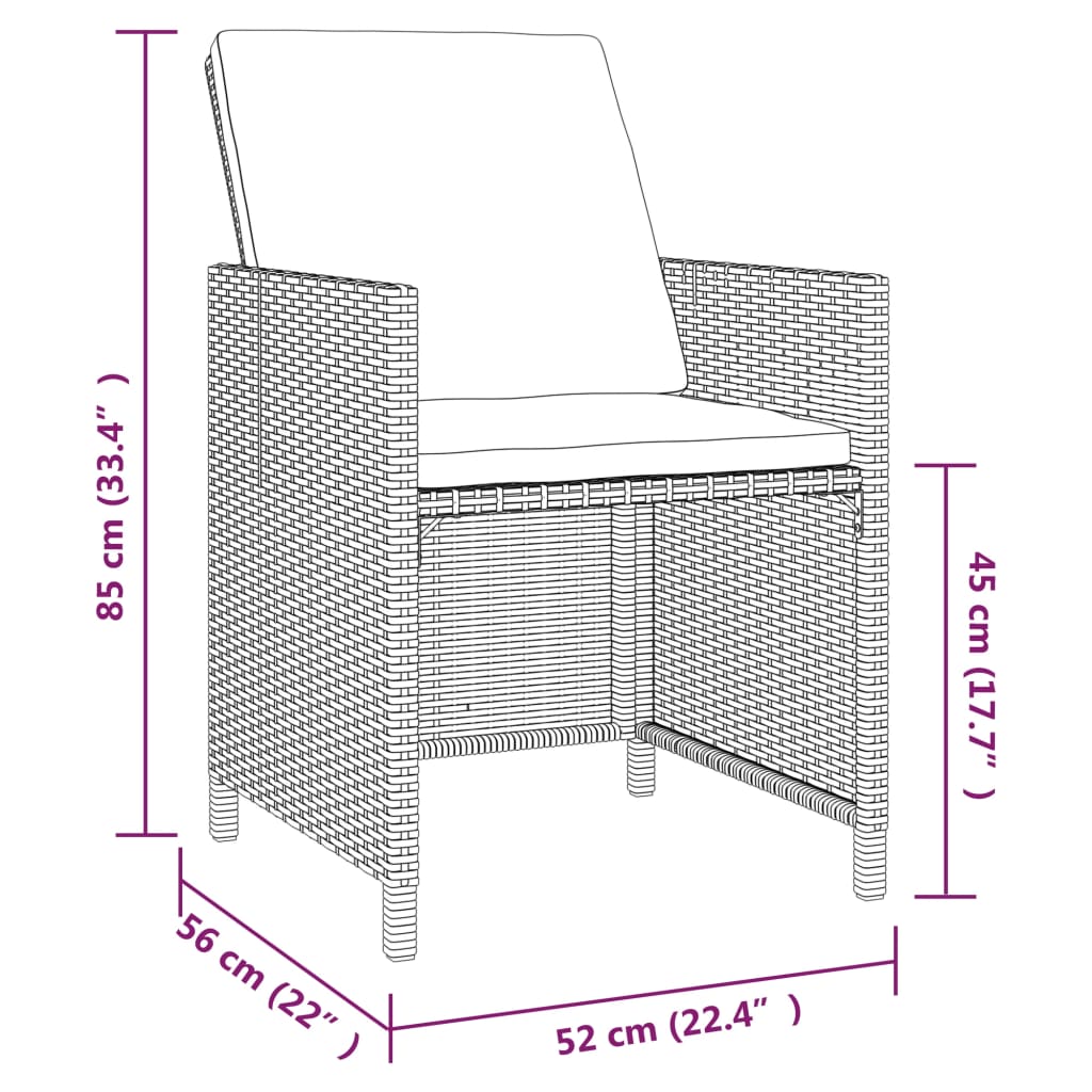 vidaXL Set mobilier de grădină cu perne, 9 piese, negru, poliratan vidaXL Set mobilier de grădină cu perne, 9 piese, negru, poliratan