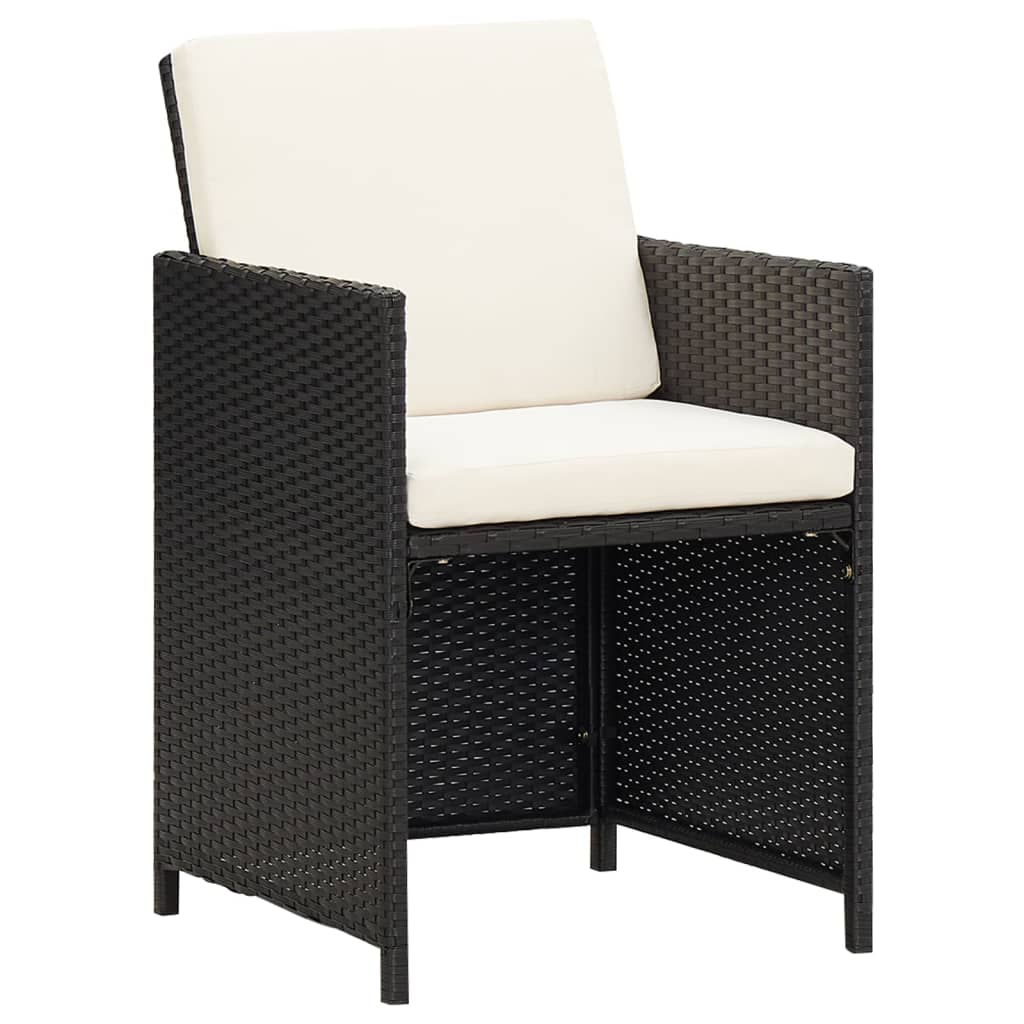 vidaXL Set mobilier de grădină cu perne, 9 piese, negru, poliratan vidaXL Set mobilier de grădină cu perne, 9 piese, negru, poliratan