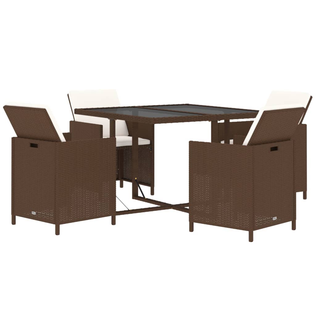 vidaXL Set mobilier de grădină, 5 piese, cu perne, maro, poliratan vidaXL Set mobilier de grădină, 5 piese, cu perne, maro, poliratan