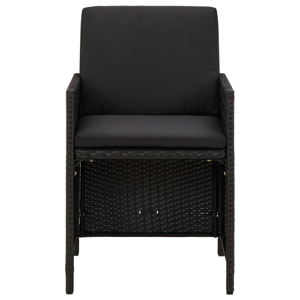 vidaXL Set mobilier de grădină cu perne, 9 piese, negru, poliratan