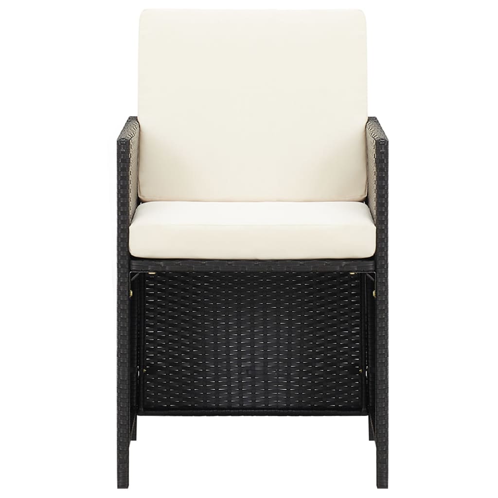 vidaXL Set mobilier de grădină cu perne, 9 piese, negru, poliratan