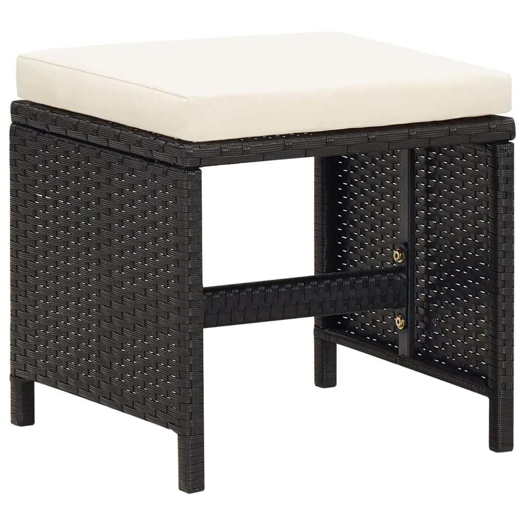 vidaXL Set mobilier de grădină cu perne, 9 piese, negru, poliratan