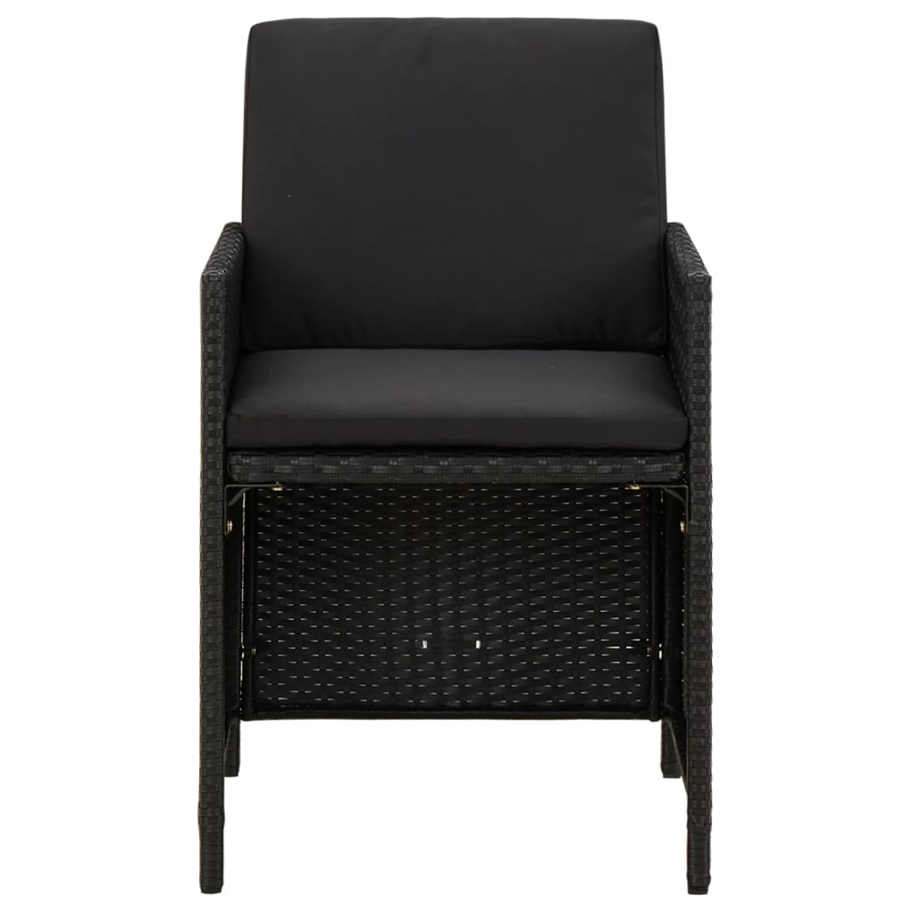 vidaXL Set mobilier de grădină cu perne, 9 piese, negru, poliratan