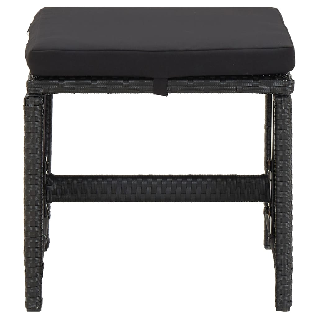 vidaXL Set mobilier de grădină cu perne, 9 piese, negru, poliratan