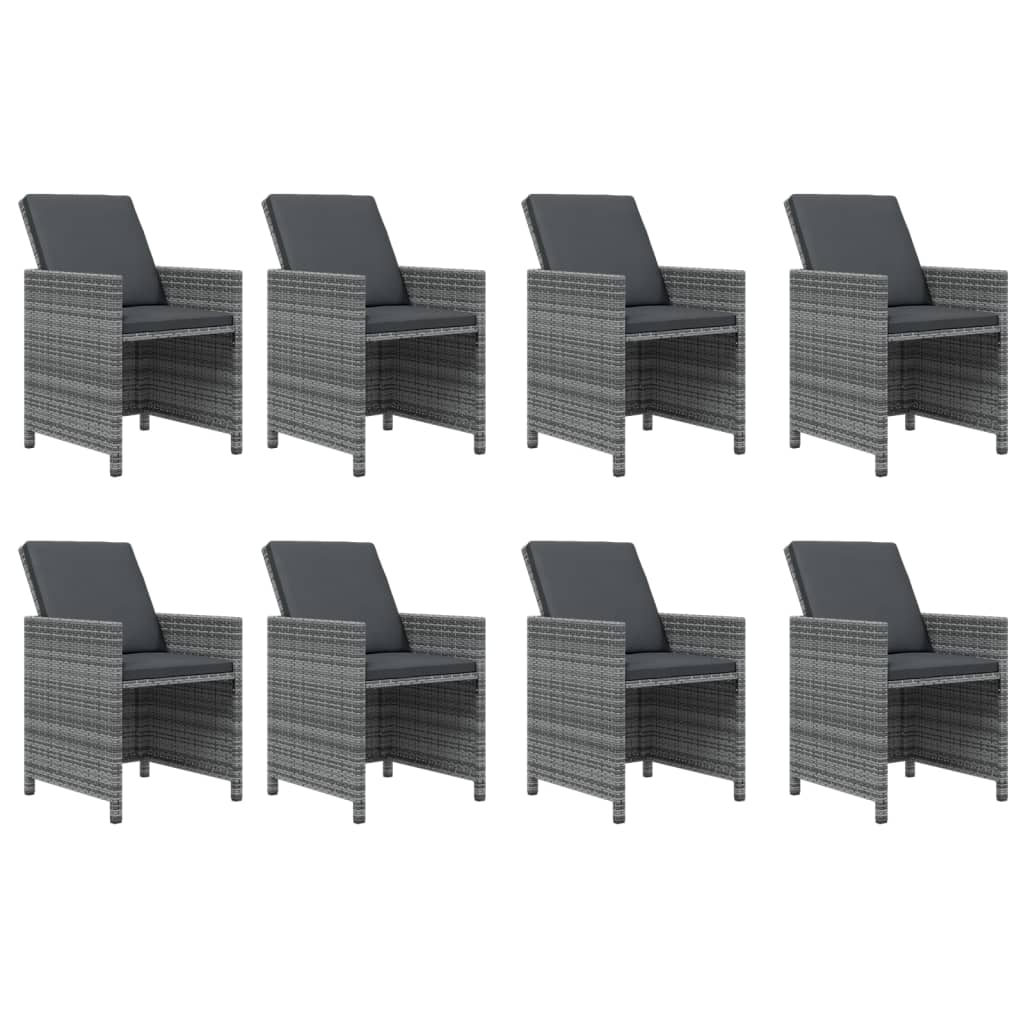 vidaXL Set mobilier grădină cu perne, 9 piese, gri, poliratan