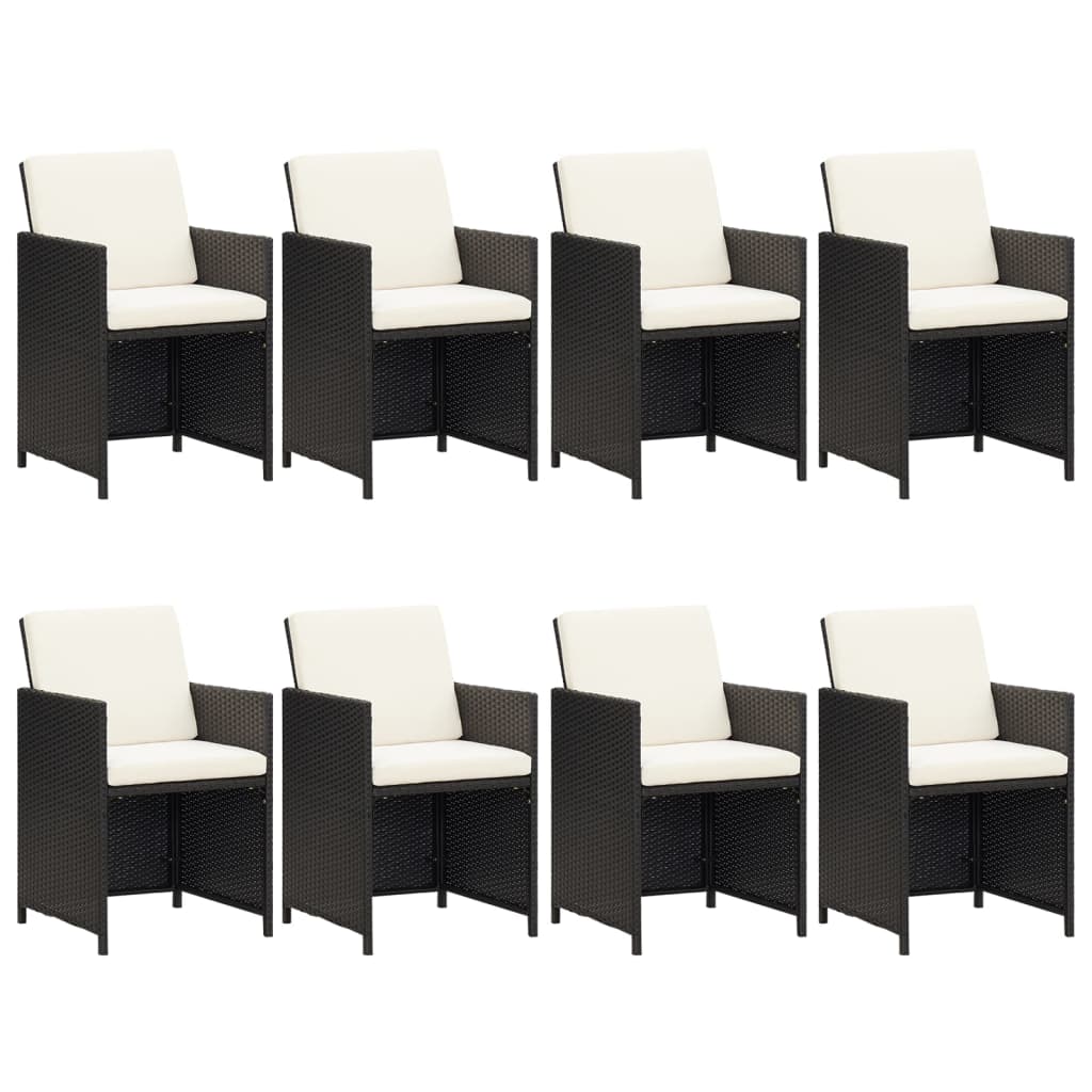 vidaXL Set mobilier de grădină cu perne, 9 piese, negru, poliratan
