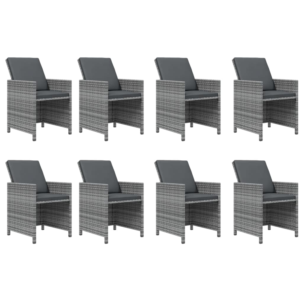 vidaXL Set mobilier grădină cu perne, 9 piese, gri, poliratan