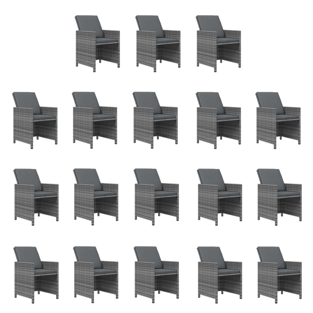 vidaXL Set mobilier grădină cu perne, 19 piese, gri, poliratan