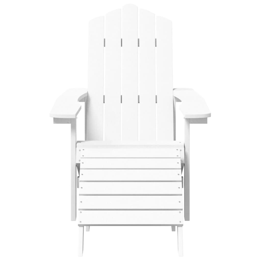 vidaXL Scaun de grădină Adirondack cu masă și taburet, alb, HDPE