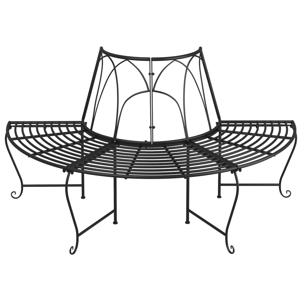 vidaXL Bancă circulară de copac, 2 buc., negru, Ø159 cm, oțel vidaXL Bancă circulară de copac, 2 buc., negru, Ø159 cm, oțel