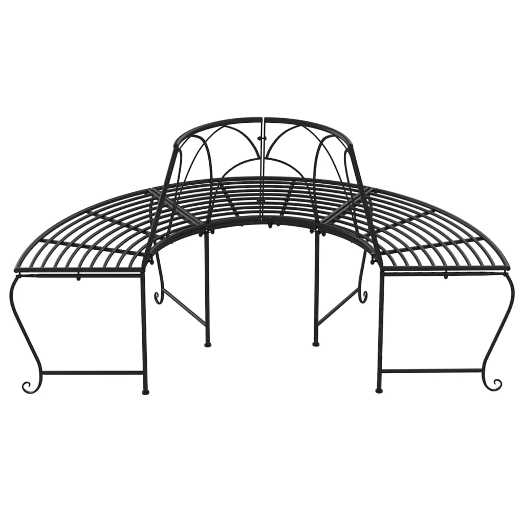 vidaXL Bancă circulară de copac, 2 buc., negru, Ø159 cm, oțel vidaXL Bancă circulară de copac, 2 buc., negru, Ø159 cm, oțel