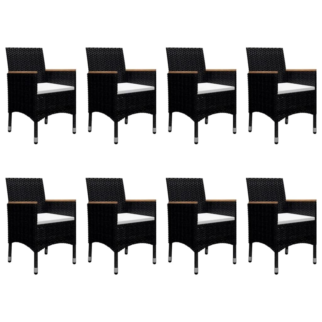 vidaXL Set mobilier grădină, 9 piese, negru, poliratan/sticlă tratată vidaXL Set mobilier grădină, 9 piese, negru, poliratan/sticlă tratată
