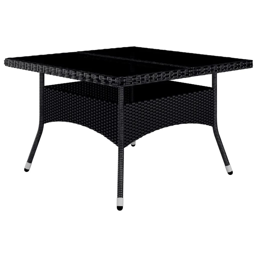 vidaXL Set mobilier grădină, 9 piese, negru, poliratan/sticlă tratată vidaXL Set mobilier grădină, 9 piese, negru, poliratan/sticlă tratată