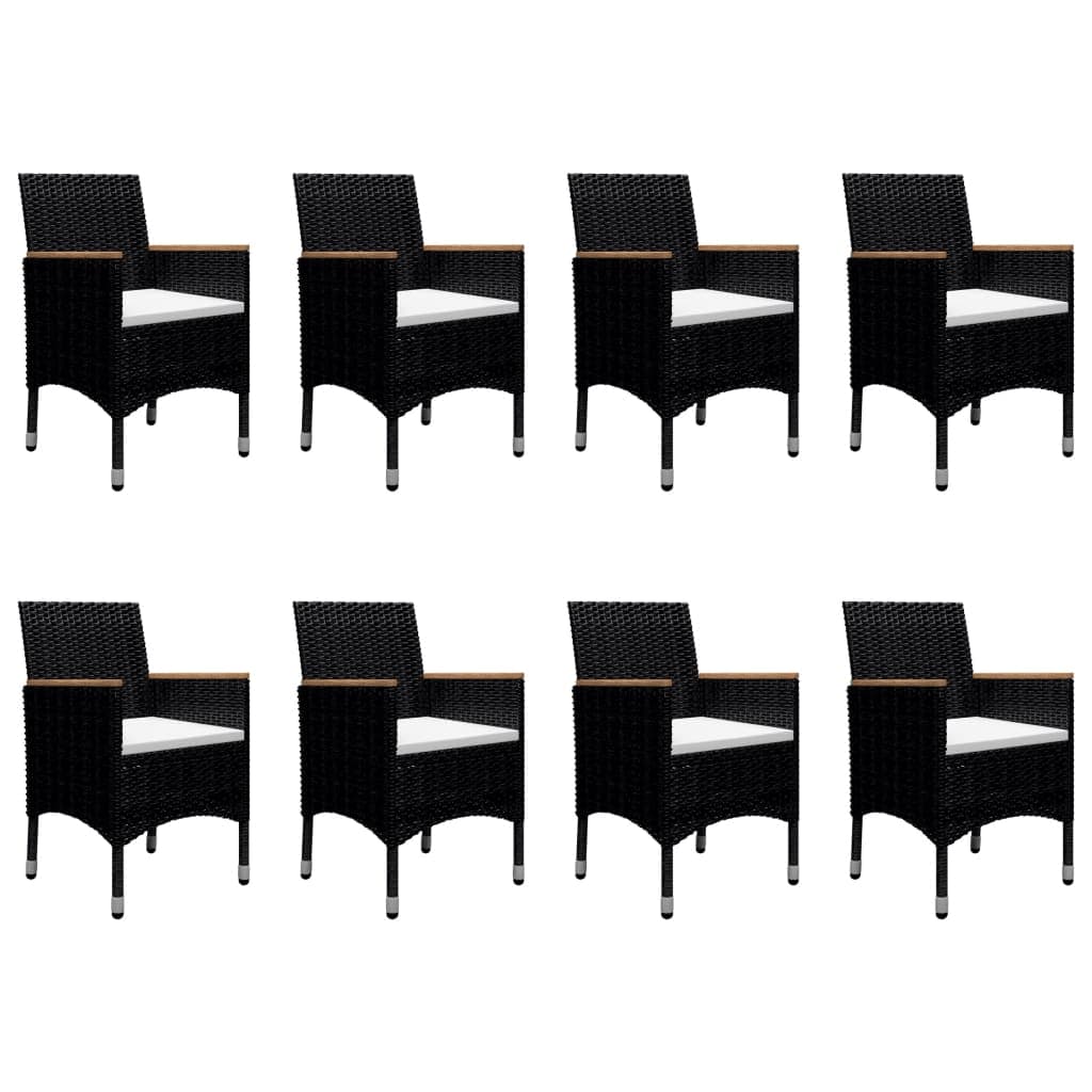 vidaXL Set mobilier grădină, 9 piese, negru, poliratan și lemn masiv vidaXL Set mobilier grădină, 9 piese, negru, poliratan și lemn masiv