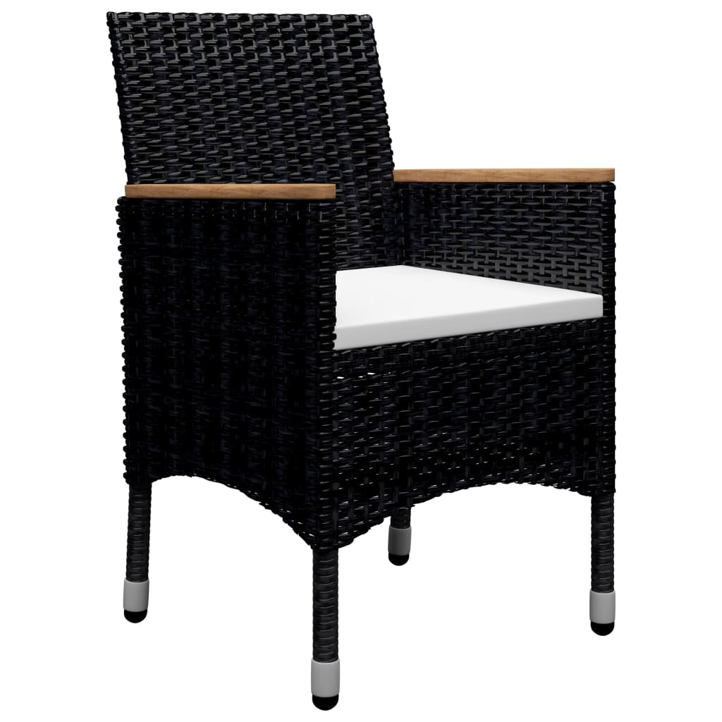 vidaXL Set mobilier grădină, 9 piese, negru, poliratan și lemn masiv vidaXL Set mobilier grădină, 9 piese, negru, poliratan și lemn masiv
