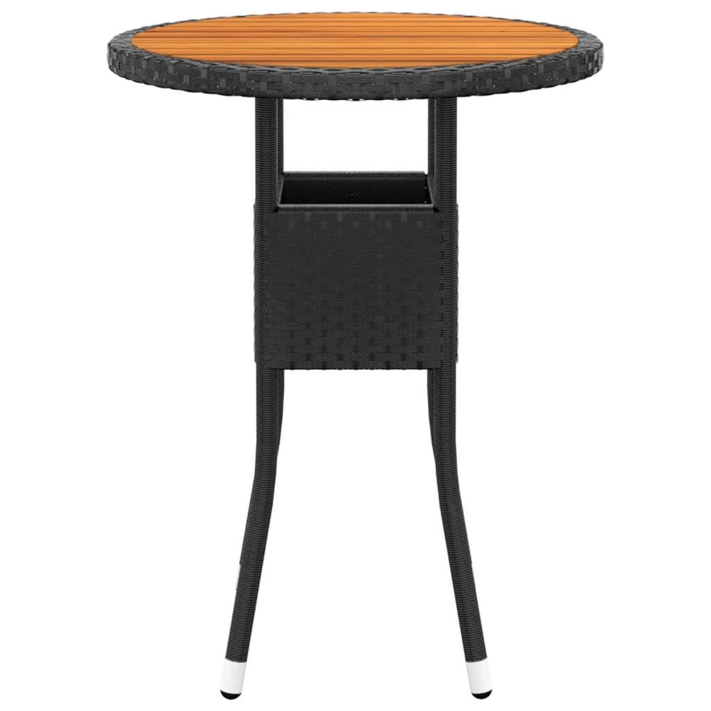vidaXL Set bistro de grădină, 3 piese, negru, poliratan și lemn masiv vidaXL Set bistro de grădină, 3 piese, negru, poliratan și lemn masiv