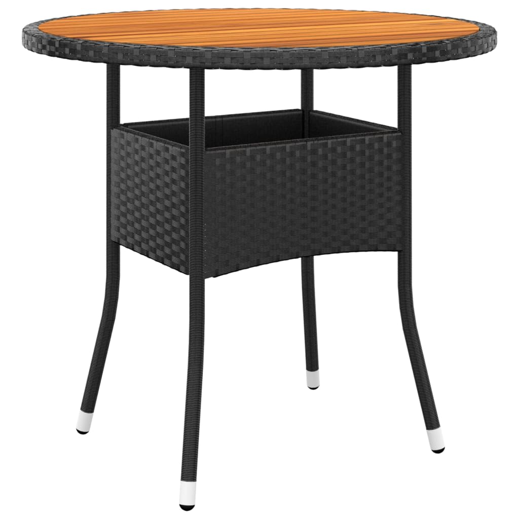 vidaXL Set bistro de grădină, 3 piese, negru, poliratan și lemn masiv vidaXL Set bistro de grădină, 3 piese, negru, poliratan și lemn masiv