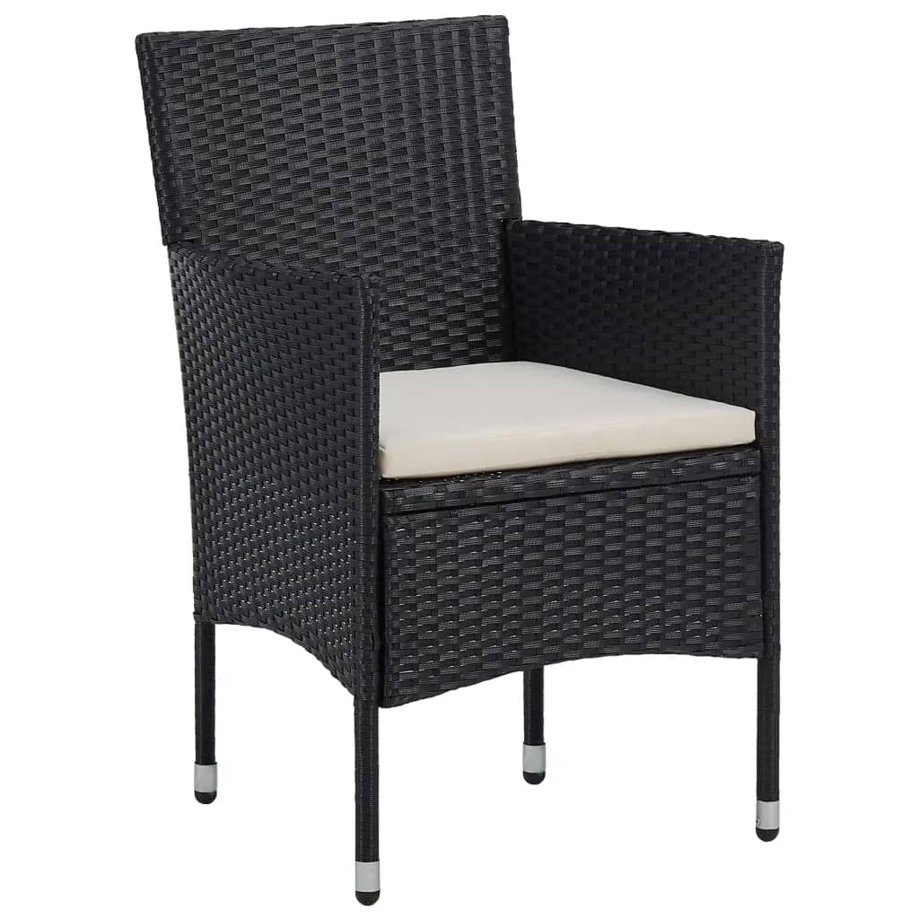 vidaXL Set mobilier grădină, 5 piese, negru, poliratan/sticlă tratată vidaXL Set mobilier grădină, 5 piese, negru, poliratan/sticlă tratată
