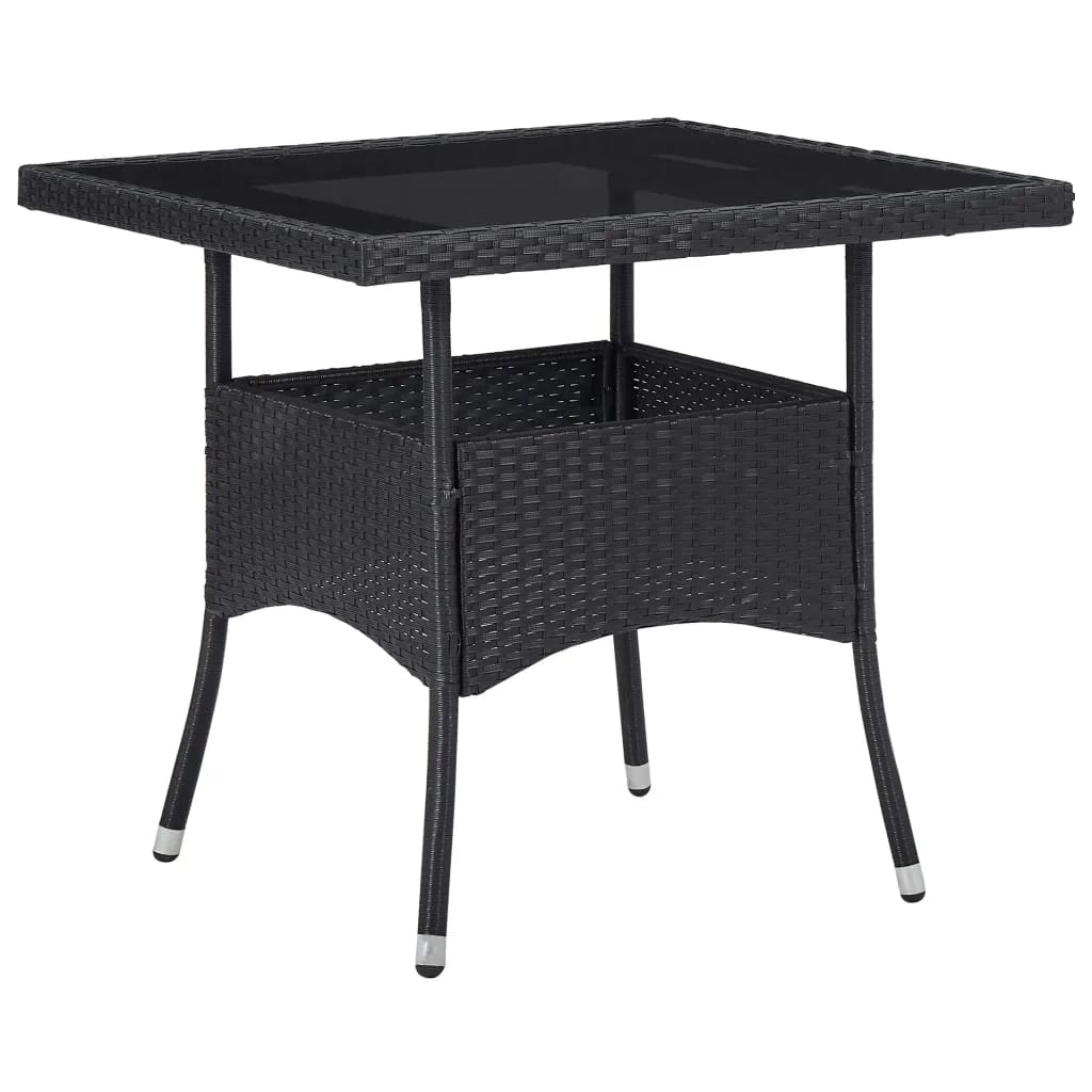 vidaXL Set mobilier grădină, 5 piese, negru, poliratan/sticlă tratată vidaXL Set mobilier grădină, 5 piese, negru, poliratan/sticlă tratată