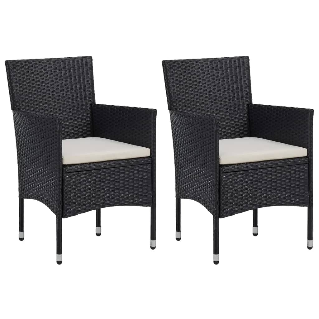vidaXL Set mobilier grădină, 3 piese, negru, poliratan și lemn masiv vidaXL Set mobilier grădină, 3 piese, negru, poliratan și lemn masiv