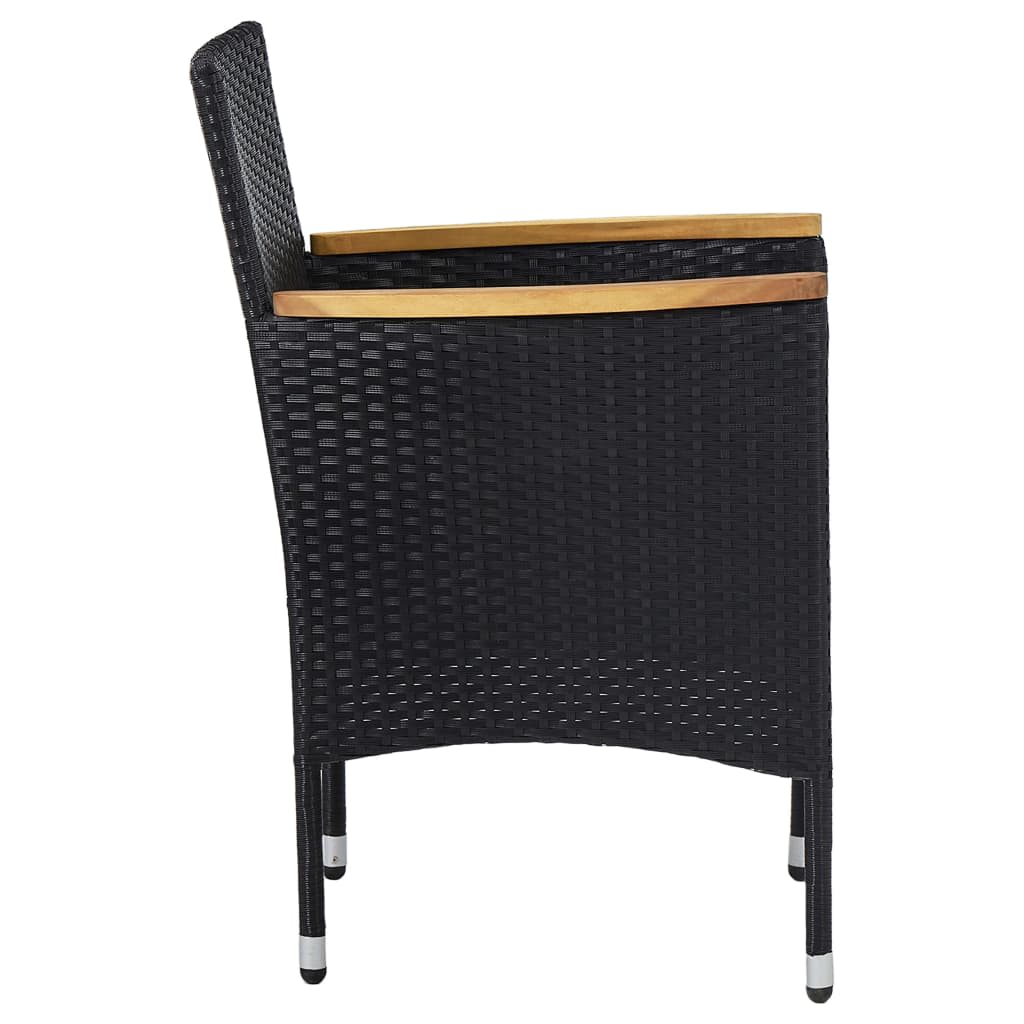 vidaXL Set mobilier grădină, 5 piese, negru, poliratan și lemn masiv. vidaXL Set mobilier grădină, 5 piese, negru, poliratan și lemn masiv.
