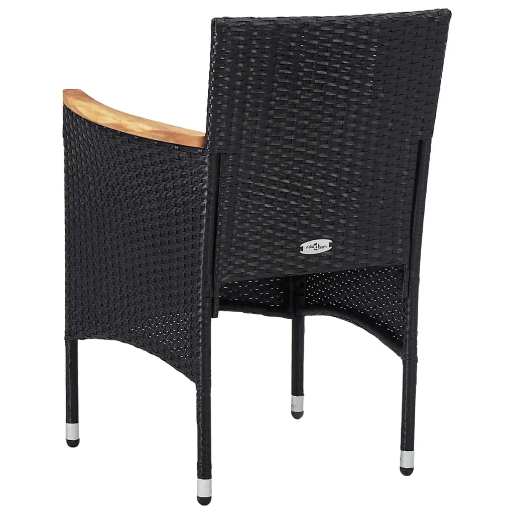 vidaXL Set mobilier grădină, 5 piese, negru, poliratan și lemn masiv. vidaXL Set mobilier grădină, 5 piese, negru, poliratan și lemn masiv.