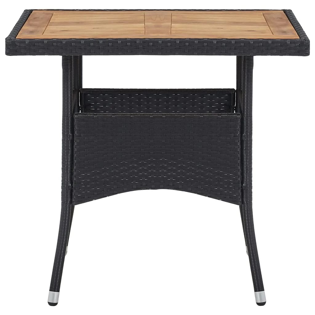 vidaXL Set mobilier grădină, 5 piese, negru, poliratan și lemn masiv. vidaXL Set mobilier grădină, 5 piese, negru, poliratan și lemn masiv.