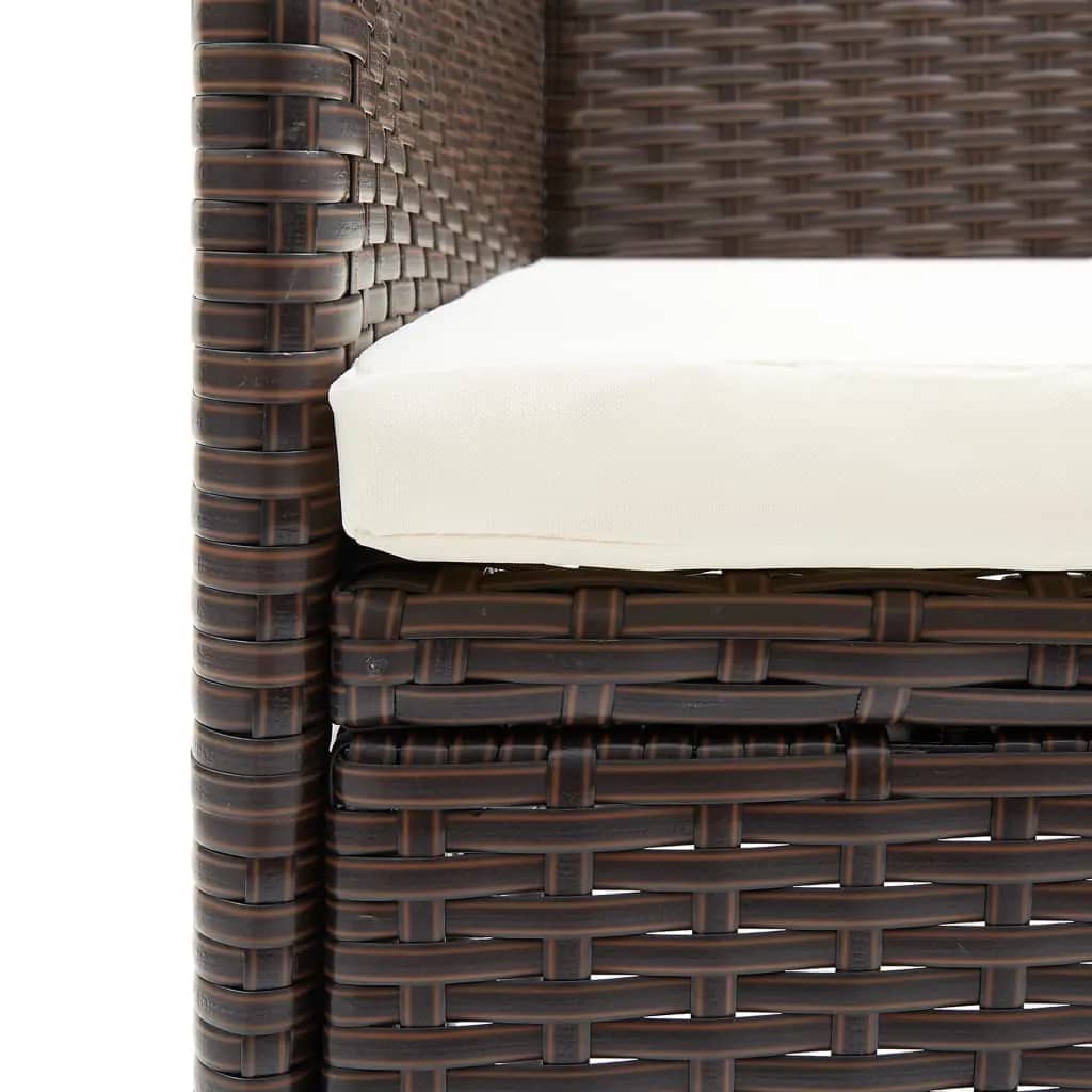 vidaXL Set mobilier bistro, 3 piese, maro, poliratan/sticlă securizată