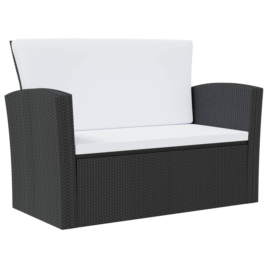 vidaXL Set mobilier de grădină cu perne, 8 piese, negru, poliratan vidaXL Set mobilier de grădină cu perne, 8 piese, negru, poliratan