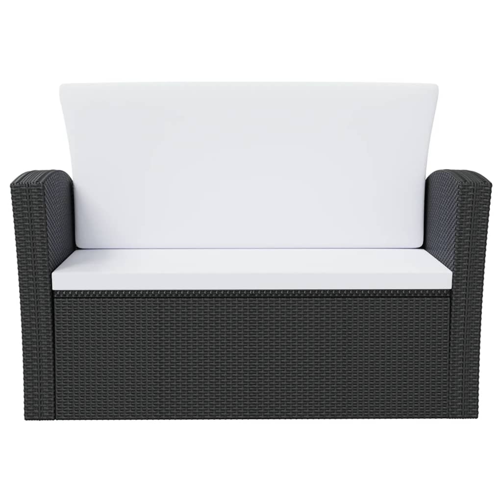 vidaXL Set mobilier de grădină cu perne, 8 piese, negru, poliratan vidaXL Set mobilier de grădină cu perne, 8 piese, negru, poliratan