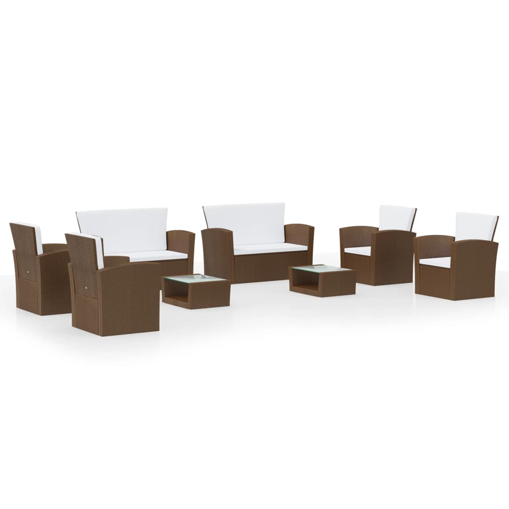 vidaXL Set mobilier de grădină cu perne, 8 piese, maro, poliratan vidaXL Set mobilier de grădină cu perne, 8 piese, maro, poliratan