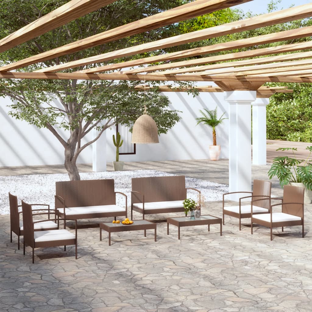 vidaXL Set mobilier de grădină cu perne, 8 piese, maro, poliratan vidaXL Set mobilier de grădină cu perne, 8 piese, maro, poliratan