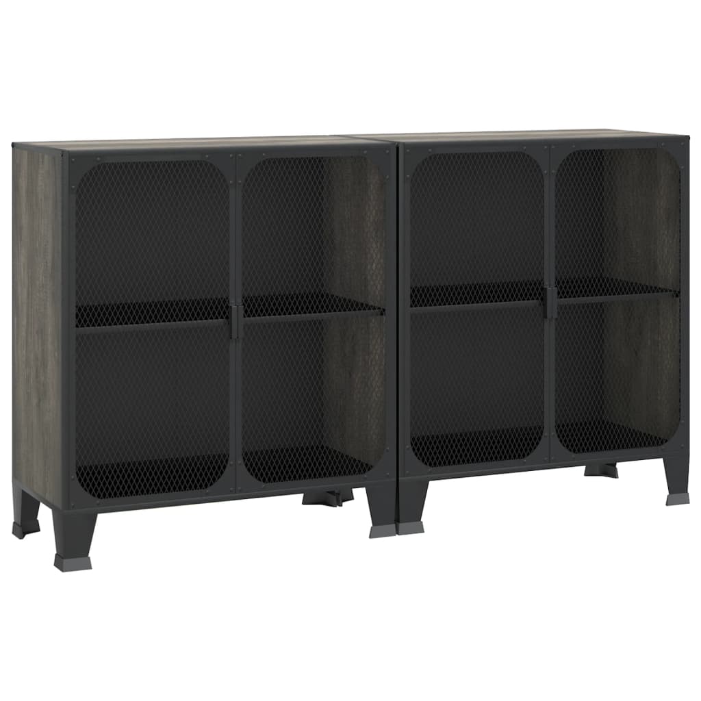 vidaXL Dulapuri de depozitare, 2 buc., gri, 72x36x82 cm, metal/MDF
