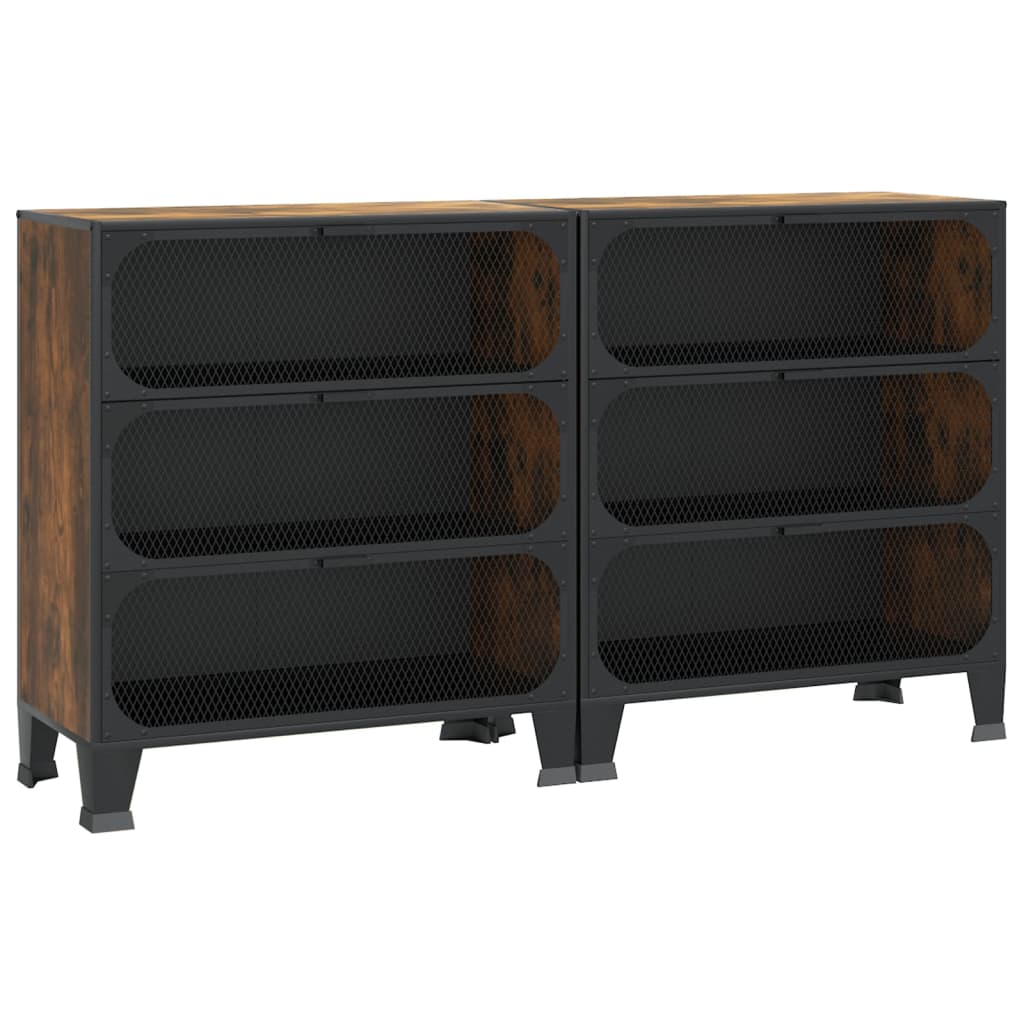 vidaXL Dulapuri de depozitare 2 buc. maro rustic 72x36x82 cm metal/MDF vidaXL Dulapuri de depozitare 2 buc. maro rustic 72x36x82 cm metal/MDF