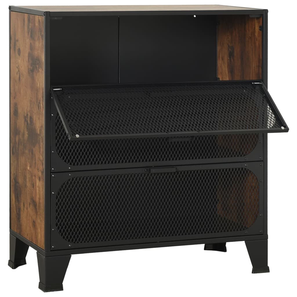 vidaXL Dulapuri de depozitare 2 buc. maro rustic 72x36x82 cm metal/MDF vidaXL Dulapuri de depozitare 2 buc. maro rustic 72x36x82 cm metal/MDF