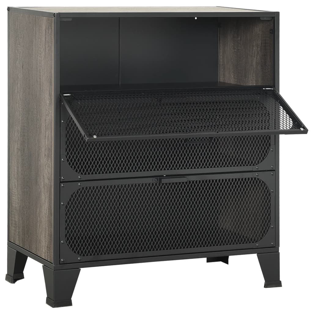 vidaXL Dulapuri de depozitare, 2 buc., gri, 72x36x82 cm, metal/MDF vidaXL Dulapuri de depozitare, 2 buc., gri, 72x36x82 cm, metal/MDF
