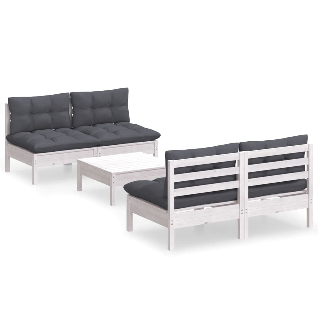 vidaXL Set mobilier grădină cu perne antracit, 5 piese, lemn de pin vidaXL Set mobilier grădină cu perne antracit, 5 piese, lemn de pin