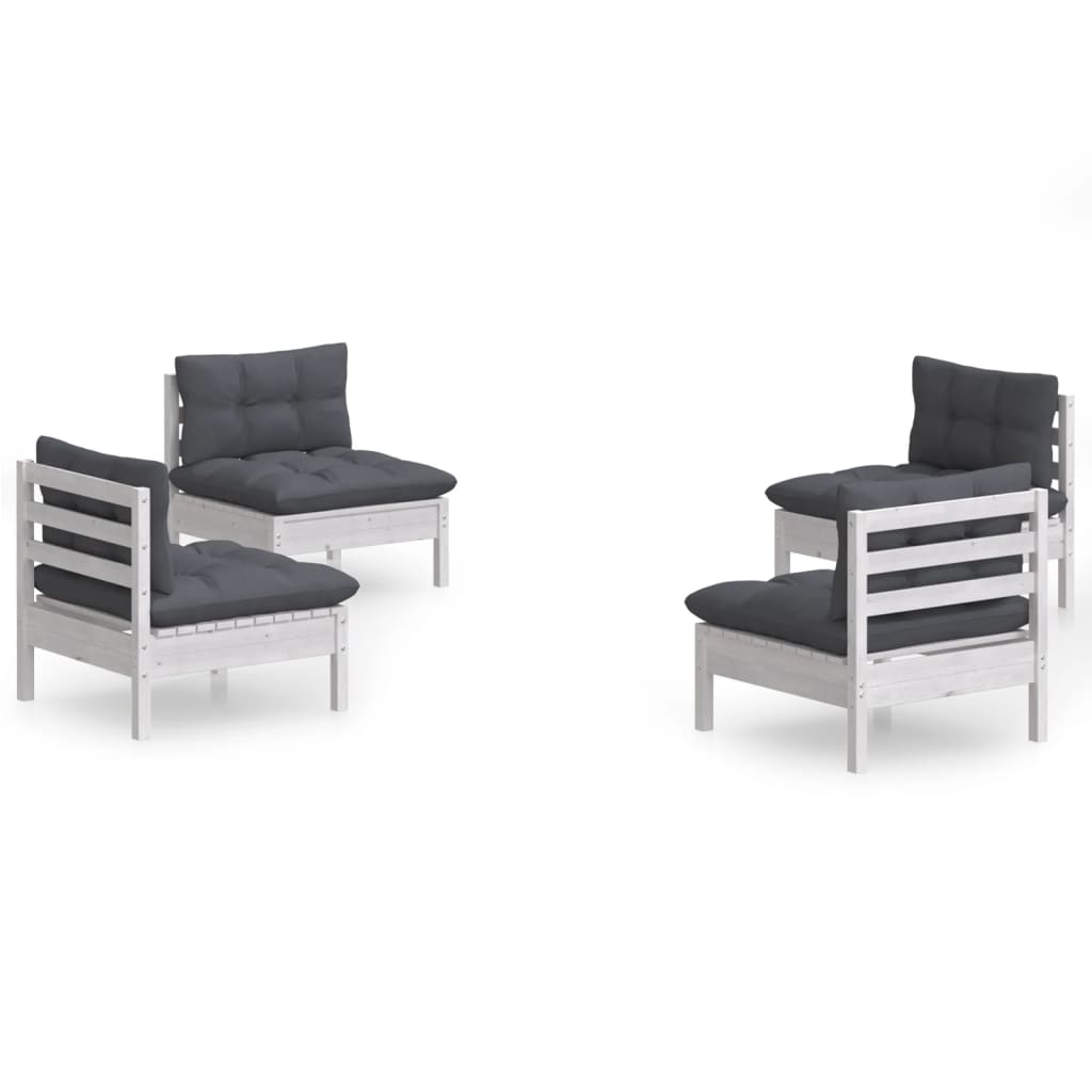 vidaXL Set mobilier grădină cu perne antracit, 4 piese, lemn de pin vidaXL Set mobilier grădină cu perne antracit, 4 piese, lemn de pin