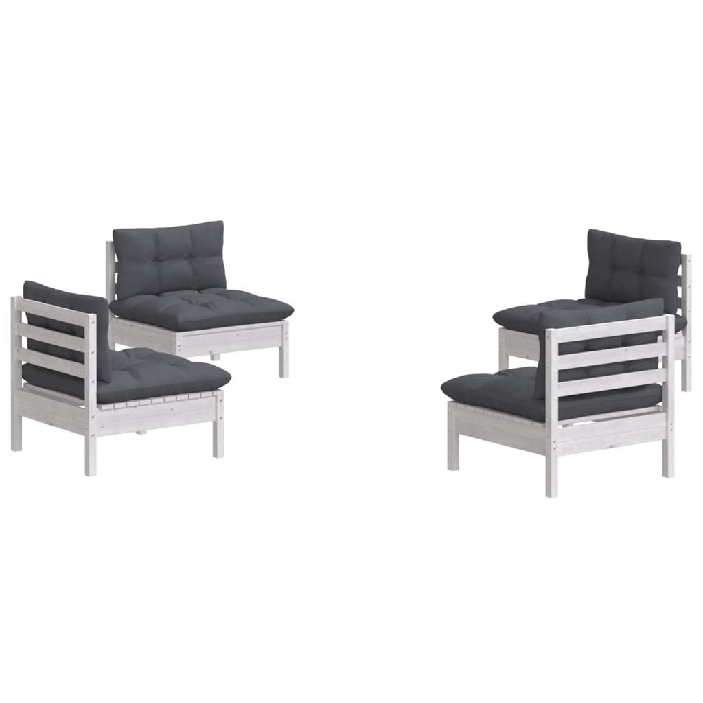 vidaXL Set mobilier grădină cu perne antracit, 4 piese, lemn de pin vidaXL Set mobilier grădină cu perne antracit, 4 piese, lemn de pin