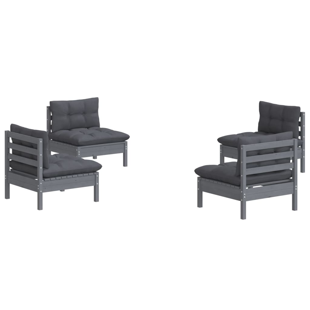 vidaXL Set mobilier grădină cu perne antracit, 4 piese, lemn de pin vidaXL Set mobilier grădină cu perne antracit, 4 piese, lemn de pin