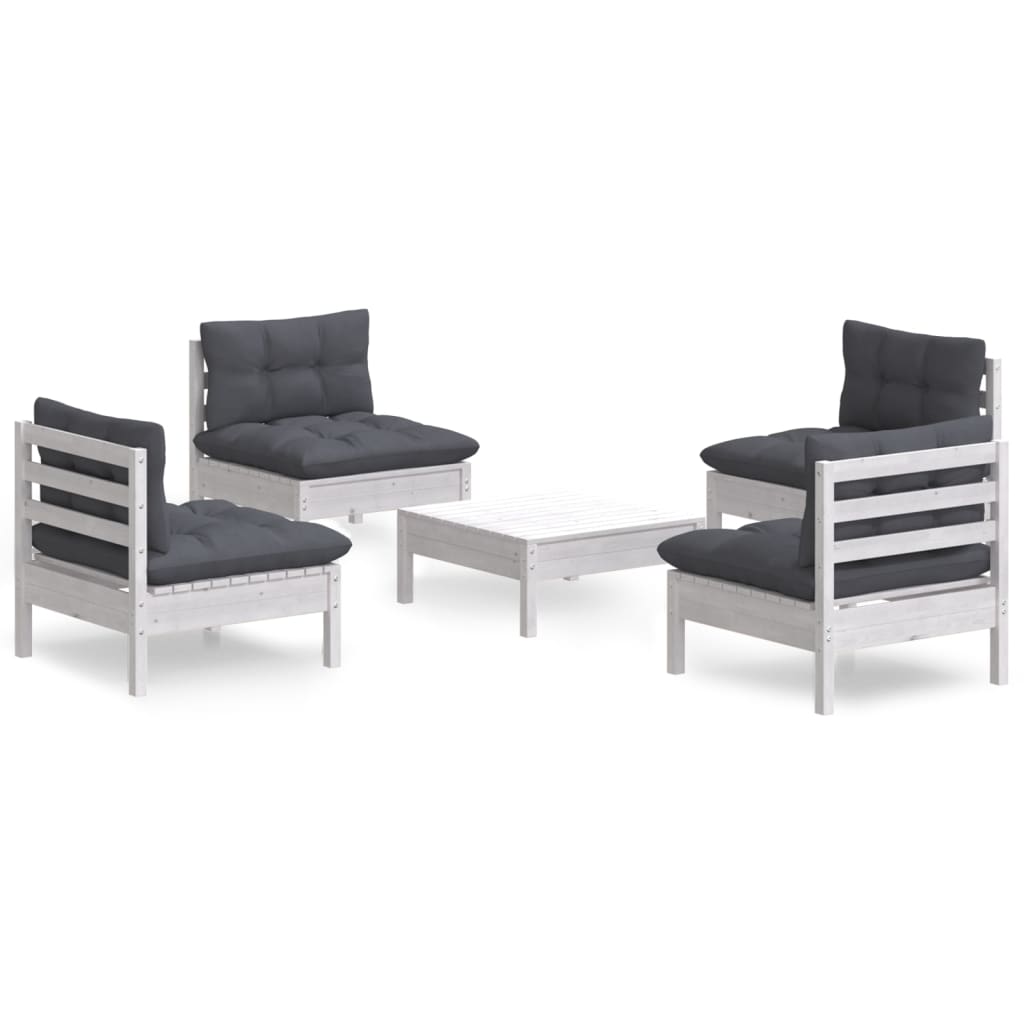 vidaXL Set mobilier grădină cu perne antracit, 5 piese, lemn de pin vidaXL Set mobilier grădină cu perne antracit, 5 piese, lemn de pin